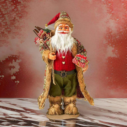 Jolly Olive & Red Furry Santa Claus Table Decorative