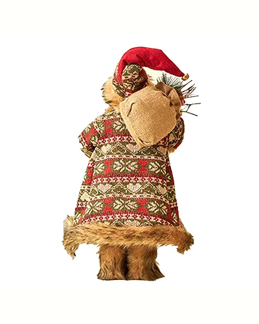 Jolly Olive & Red Furry Santa Claus Table Decorative