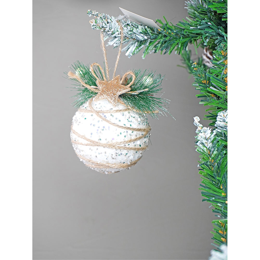 Glitter Jute Snowy Elf Themed Tree Ornaments Christmas Decoration | Pack of 4 | 5 x 5 inches