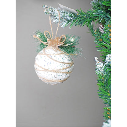 Glitter Jute Snowy Elf Themed Tree Ornaments Christmas Decoration | Pack of 4 | 5 x 5 inches