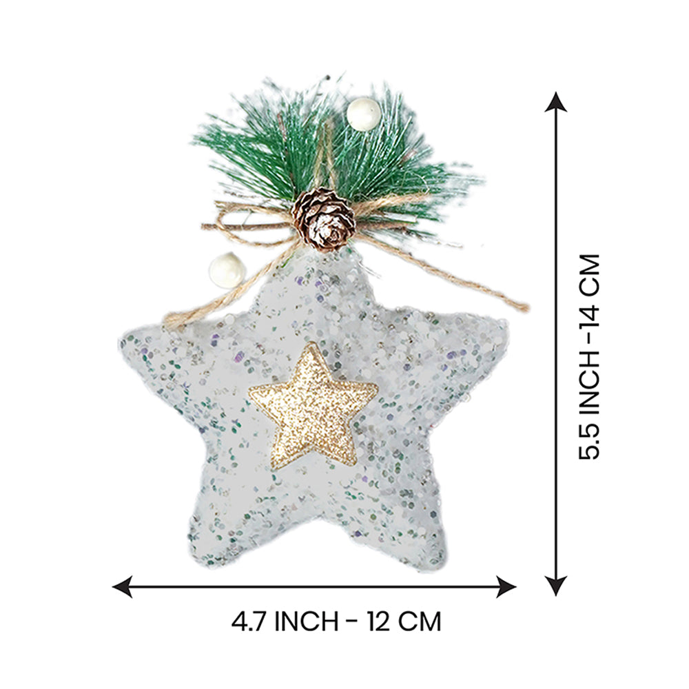 Glitter Jute Snowy Elf Themed Tree Ornaments Christmas Decoration | Pack of 4 | 5 x 5 inches