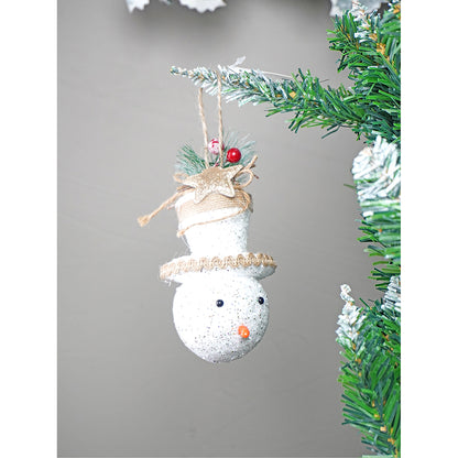 Glitter Jute Snowy Elf Themed Tree Ornaments Christmas Decoration | Pack of 4 | 5 x 5 inches