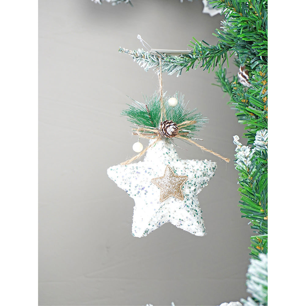 Glitter Jute Snowy Elf Themed Tree Ornaments Christmas Decoration | Pack of 4 | 5 x 5 inches