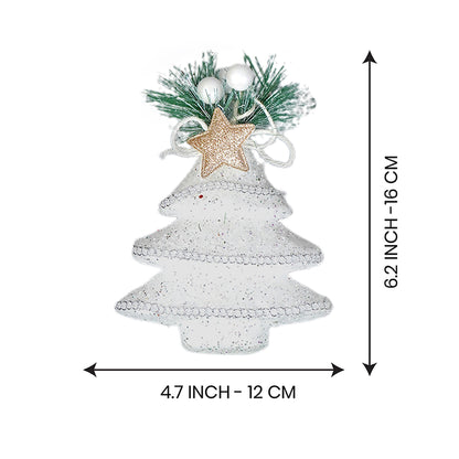 Silver Furry Winter Accessories Themed Tree Ornaments Christmas Decoration | Pack of 4 | 5 x 5 inches