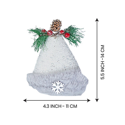 Silver Furry Winter Accessories Themed Tree Ornaments Christmas Decoration | Pack of 4 | 5 x 5 inches