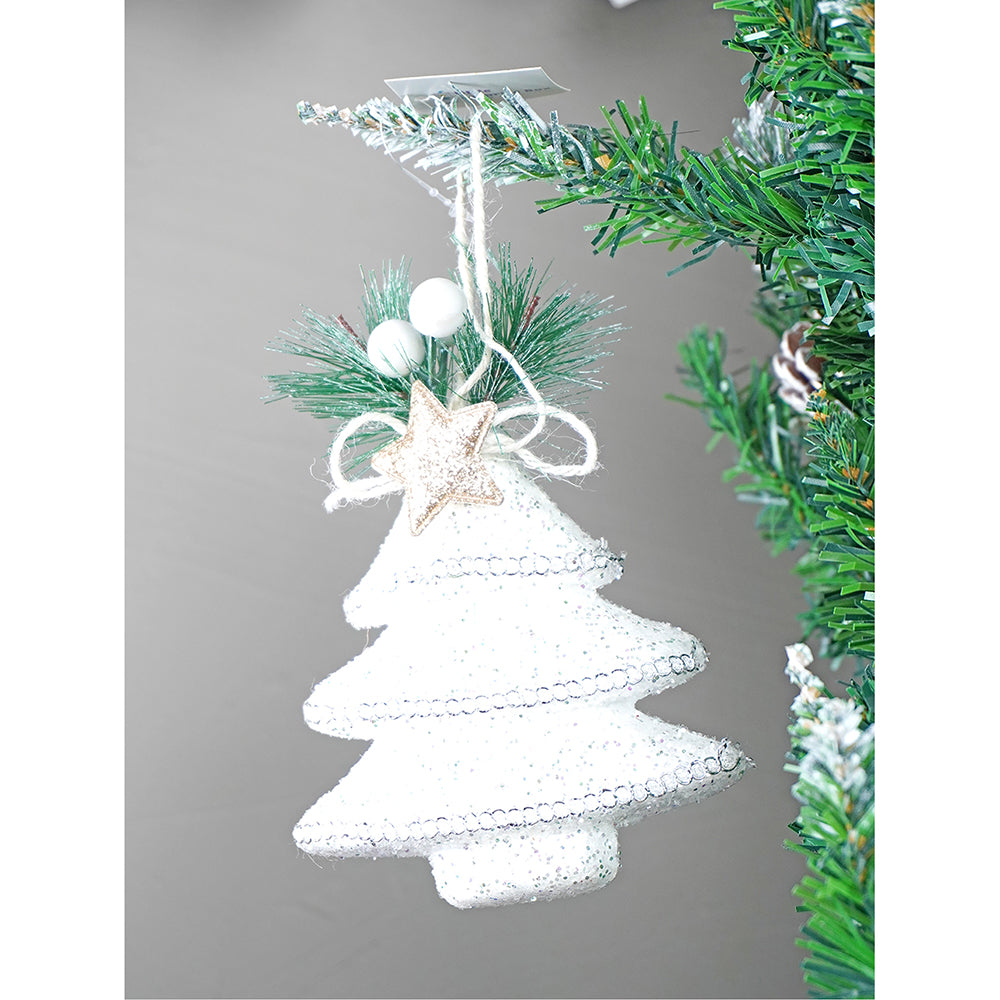 Silver Furry Winter Accessories Themed Tree Ornaments Christmas Decoration | Pack of 4 | 5 x 5 inches