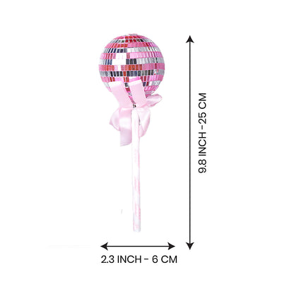 Pink Shiny Disco Themed Medium Sized Candy Shaped Tree Ornaments Christmas Decoration | Pack of 4 | 5 x 10 inches