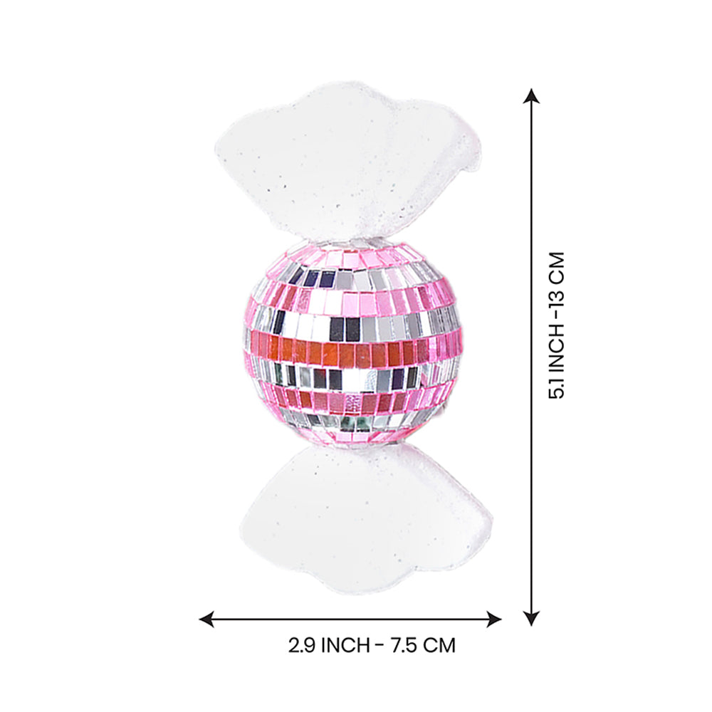 Pink Shiny Disco Themed Medium Sized Candy Shaped Tree Ornaments Christmas Decoration | Pack of 4 | 5 x 10 inches