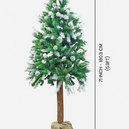 Wooden Bark Artificial Christmas Tree Accent Decoration | 38 x 71 inches