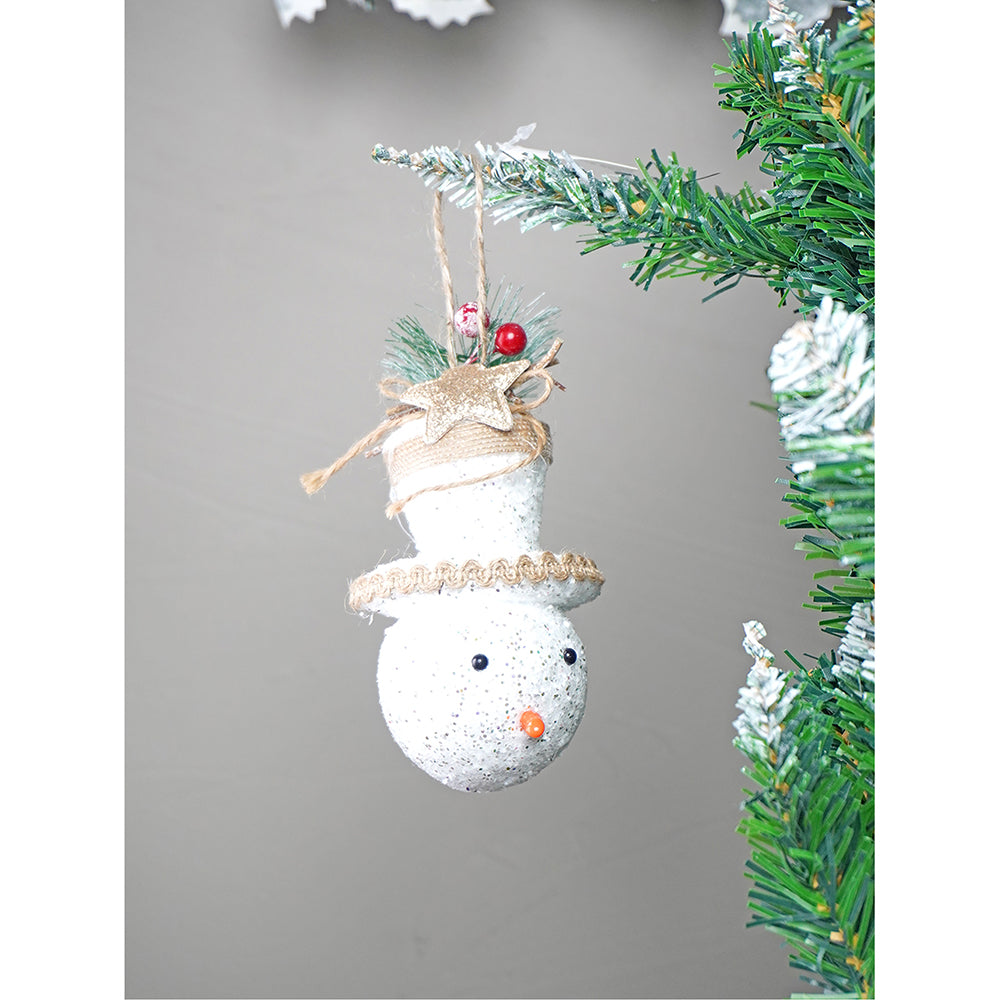 Double Glitter Jute Themed Tree Ornaments Christmas Decoration | Pack of 5 | 5 x 5 inches