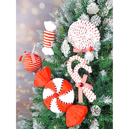 Red Candy Land Themed Big Size Tree Ornaments Christmas Decoration | Pack of 5 | 4 x 6 inches