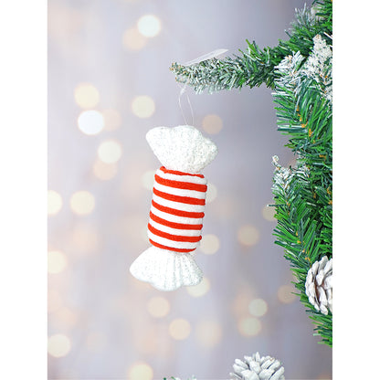 Red Candy Land Themed Big Size Tree Ornaments Christmas Decoration | Pack of 5 | 4 x 6 inches