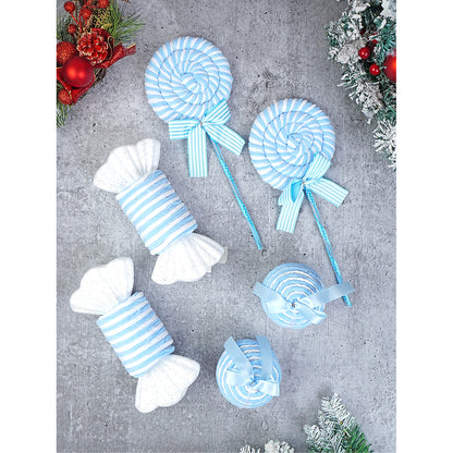 Pastel Blue Double Candy Land Themed Tree Ornaments Christmas Decoration | Pack of 6 | 5 x 5 inches