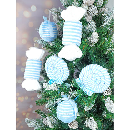 Pastel Blue Double Candy Land Themed Tree Ornaments Christmas Decoration | Pack of 6 | 5 x 5 inches