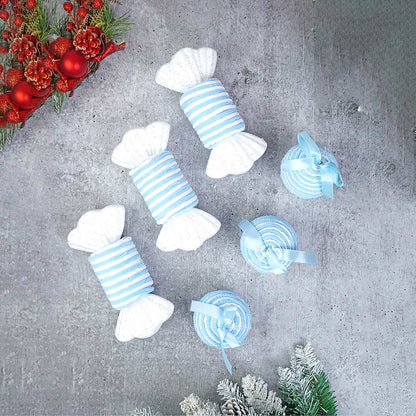 Trio Pastel Blue Candy Land Themed Tree Ornaments Christmas Decoration | Pack of 6 | 5 x 5 inches