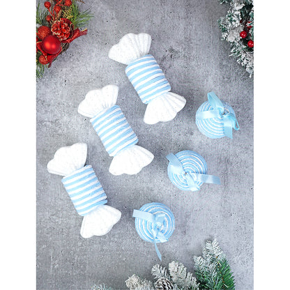 Trio Pastel Blue Candy Land Themed Tree Ornaments Christmas Decoration | Pack of 6 | 5 x 5 inches