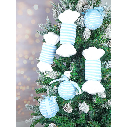 Trio Pastel Blue Candy Land Themed Tree Ornaments Christmas Decoration | Pack of 6 | 5 x 5 inches