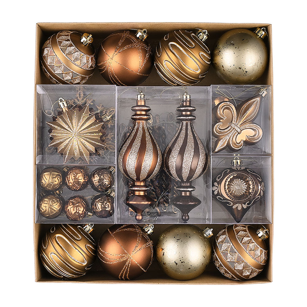 Brown Mocha & Gold Chandelier Themed X Mas Balls Christmas Decoration | 13 x 4 x 13 inches