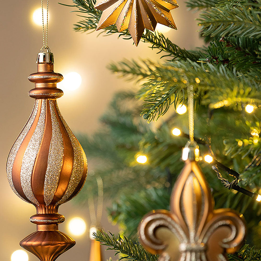 Brown Mocha & Gold Chandelier Themed X Mas Balls Christmas Decoration | 13 x 4 x 13 inches