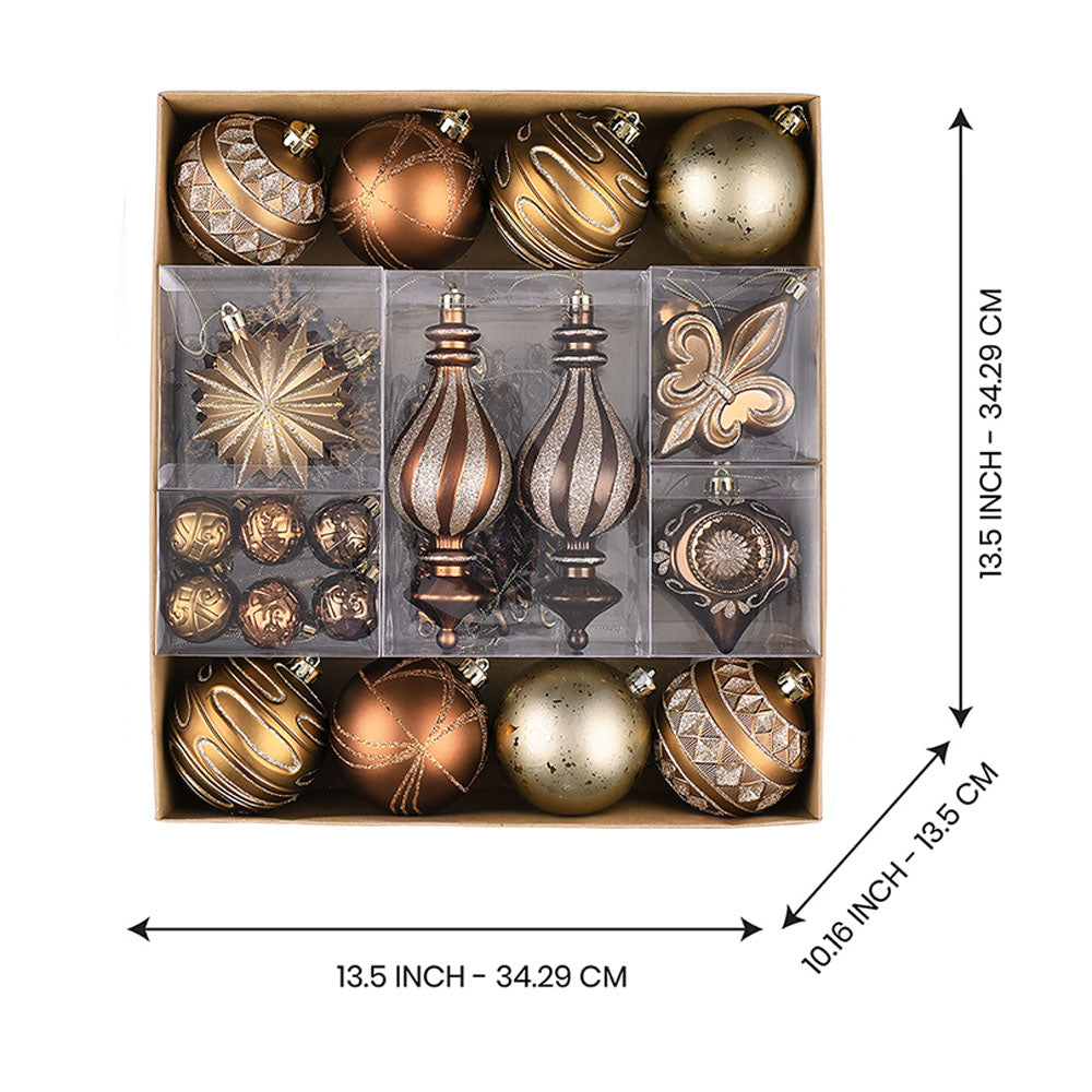 Brown Mocha & Gold Chandelier Themed X Mas Balls Christmas Decoration | 13 x 4 x 13 inches