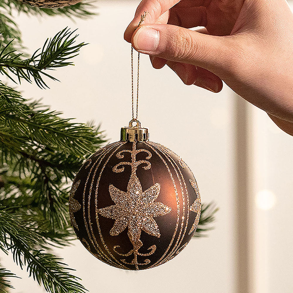 Maroon Brown & Gold Pinecone Themed X Mas Balls Christmas Decoration | 13 x 4 x 16 inches