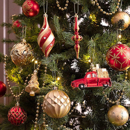 Classic Red & Gold Campervan Themed X Mas Balls Christmas Decoration | 13 x 4 x 16 inches