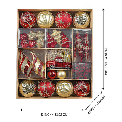 Classic Red & Gold Campervan Themed X Mas Balls Christmas Decoration | 13 x 4 x 16 inches