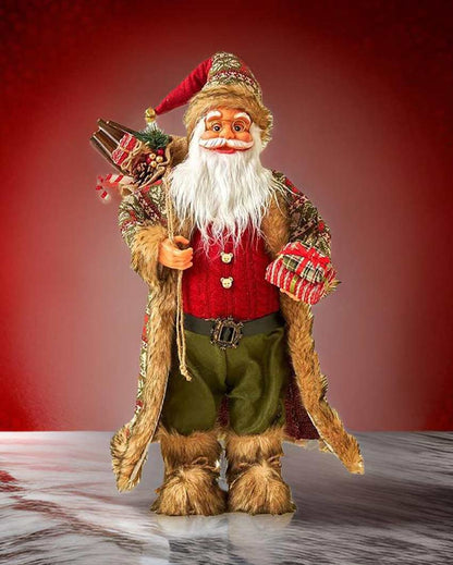 Jolly Olive & Red Furry Santa Claus Table Decorative