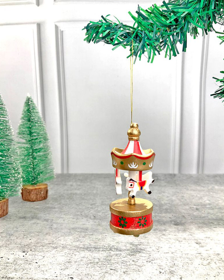 Wooden Carousel Christmas Tree Ornaments | Pack of 6