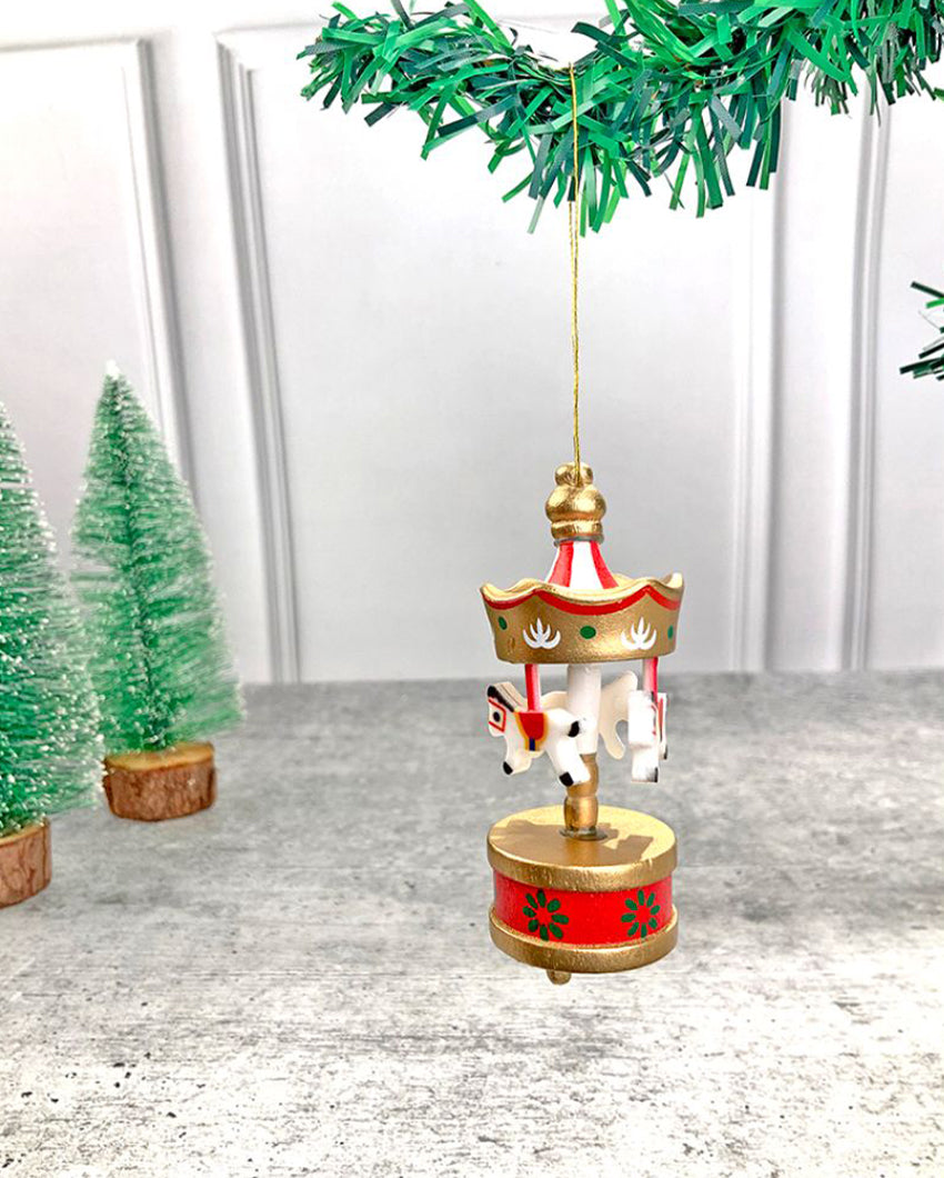 Wooden Carousel Christmas Tree Ornaments | Pack of 6