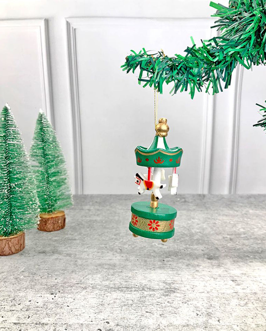 Wooden Carousel Christmas Tree Ornaments | Pack of 6