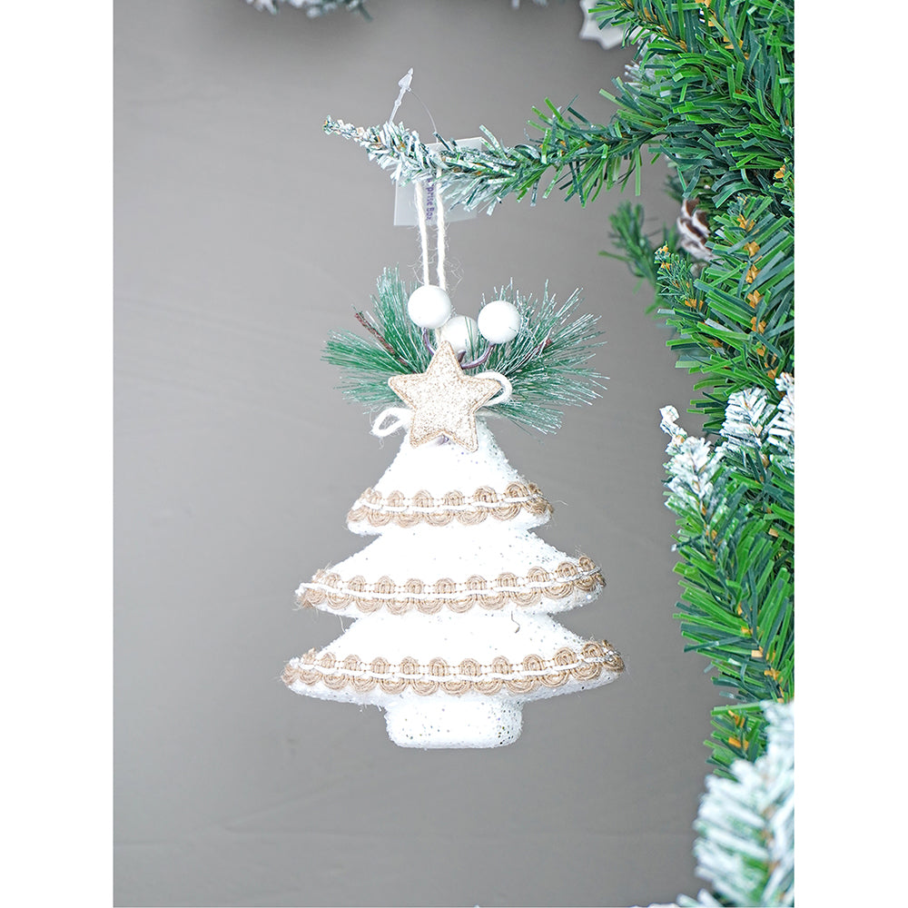 Glitter Jute Themed Tree Ornaments Christmas Decoration | Pack of 5