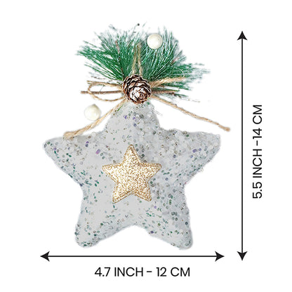 Glitter Jute Themed Tree Ornaments Christmas Decoration | Pack of 5