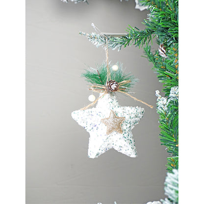 Glitter Jute Themed Tree Ornaments Christmas Decoration | Pack of 5