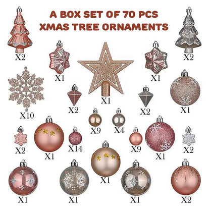 Bronze Star Themed Christmas Ball Ornaments Decoration | 70 Pieces