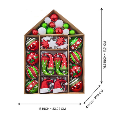 Red & Green Elf Hat Themed X Mas Balls Christmas Decoration | 13 x 4 x 16 inches