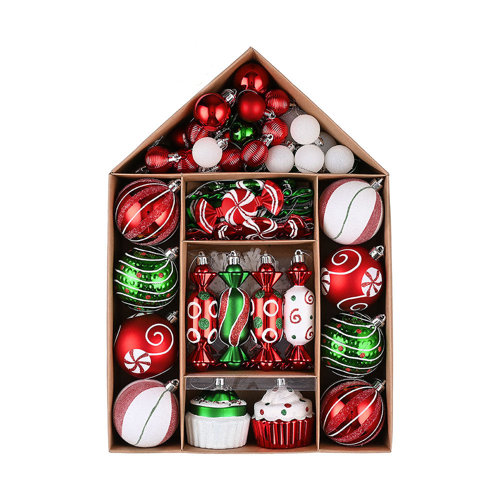 Red Green White Chocolates Cupcakes Themed X Mas Balls Christmas Decoration | 13 x 4 x 16 inches