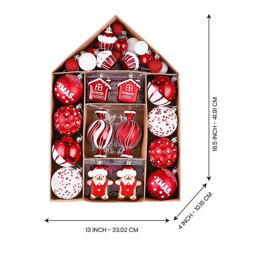 Gingerbread Themed X-Mas Balls Christmas Decoration | 70 Pieces | 13 x 4 x 16 inches