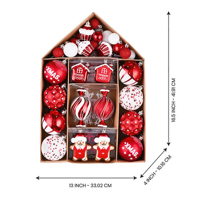 Gingerbread Themed X-Mas Balls Christmas Decoration | 70 Pieces | 13 x 4 x 16 inches