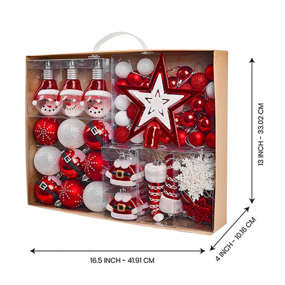 Red & White Santa Claus Themed X Mas Balls Christmas Decoration | 13 x 4 x 16 inches