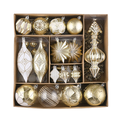 Classic Gold & White Chandelier Themed X Mas Balls Christmas Decoration | 13 x 4 x 13 inches