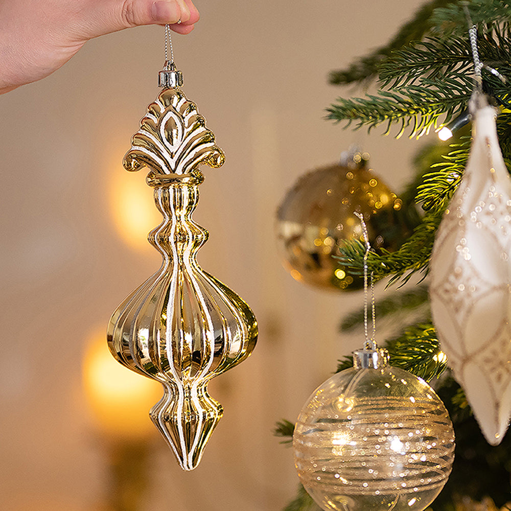 Classic Gold & White Chandelier Themed X Mas Balls Christmas Decoration | 13 x 4 x 13 inches