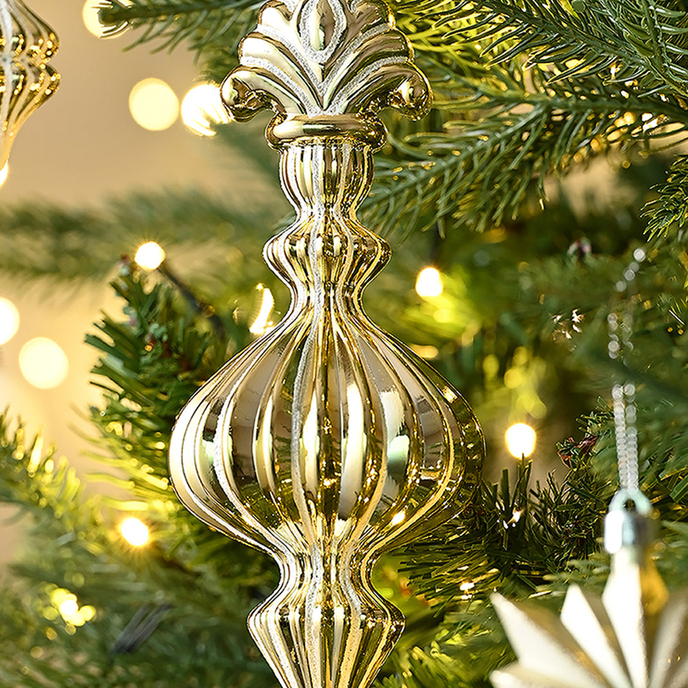 Classic Gold & White Chandelier Themed X Mas Balls Christmas Decoration | 13 x 4 x 13 inches