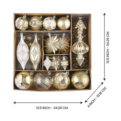 Classic Gold & White Chandelier Themed X Mas Balls Christmas Decoration | 13 x 4 x 13 inches