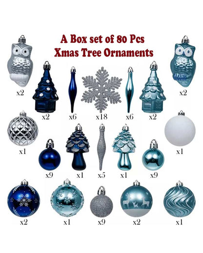 Stylish Silver & Blue Christmas Balls Set | 15 x 5 inches