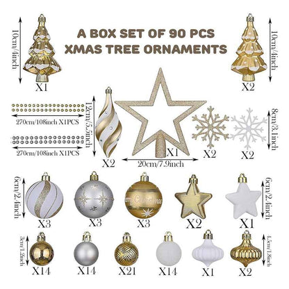 Bronze Star Themed Christmas Ball Ornaments Decoration | 90 Pieces