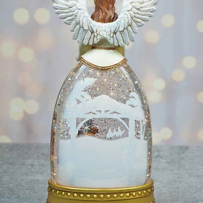 Glitter Light Water Divine Angel Musical Nativity Table Feature Display | 6 x 12 inches