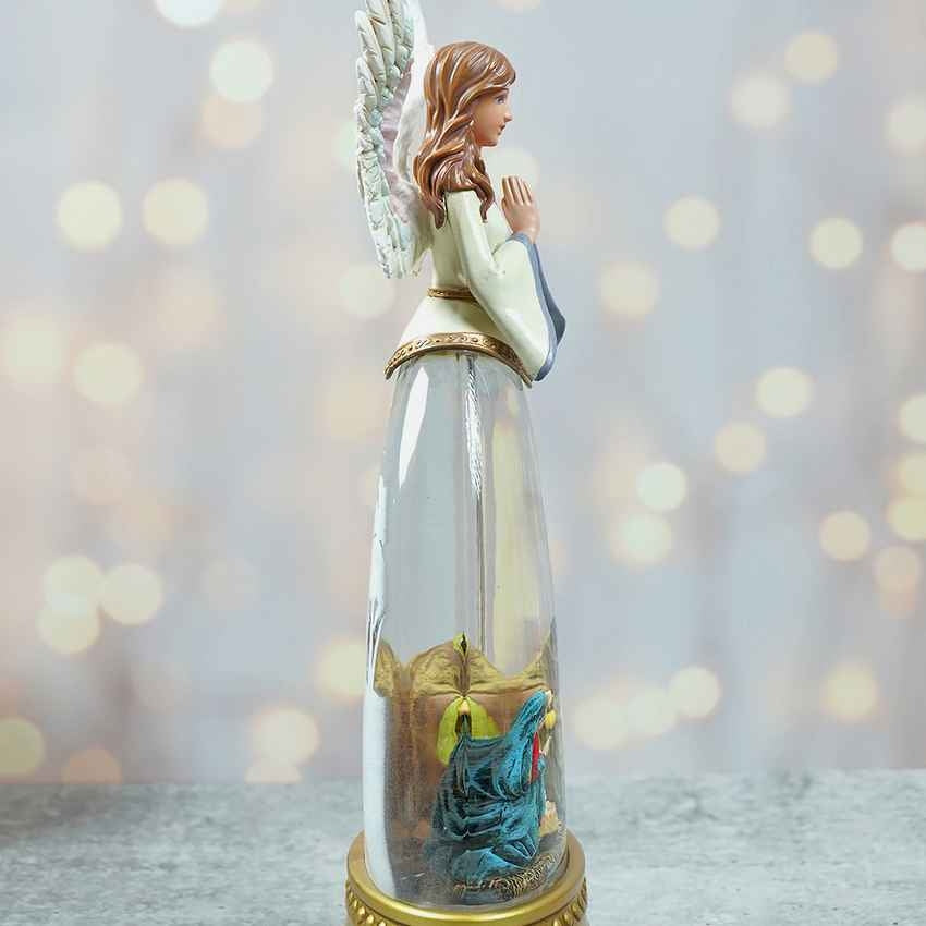 Glitter Light Water Divine Angel Musical Nativity Table Feature Display | 6 x 12 inches