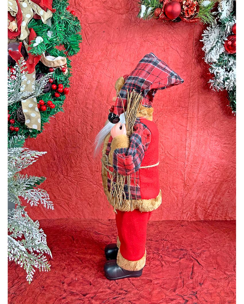 Premium Plaid Sitting Santa Christmas Decor | 5 x 13 inches