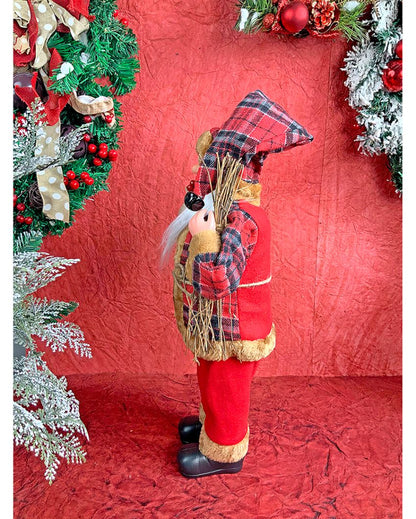 Premium Plaid Sitting Santa Christmas Decor | 5 x 13 inches